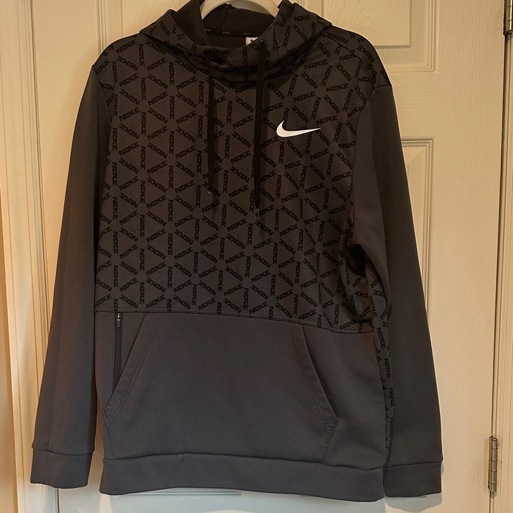 Nike Charcoal and Black Patterned Hoodie
